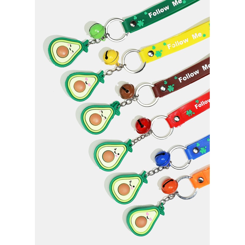 Avocado “FOLLOW ME” Keychain with Bell