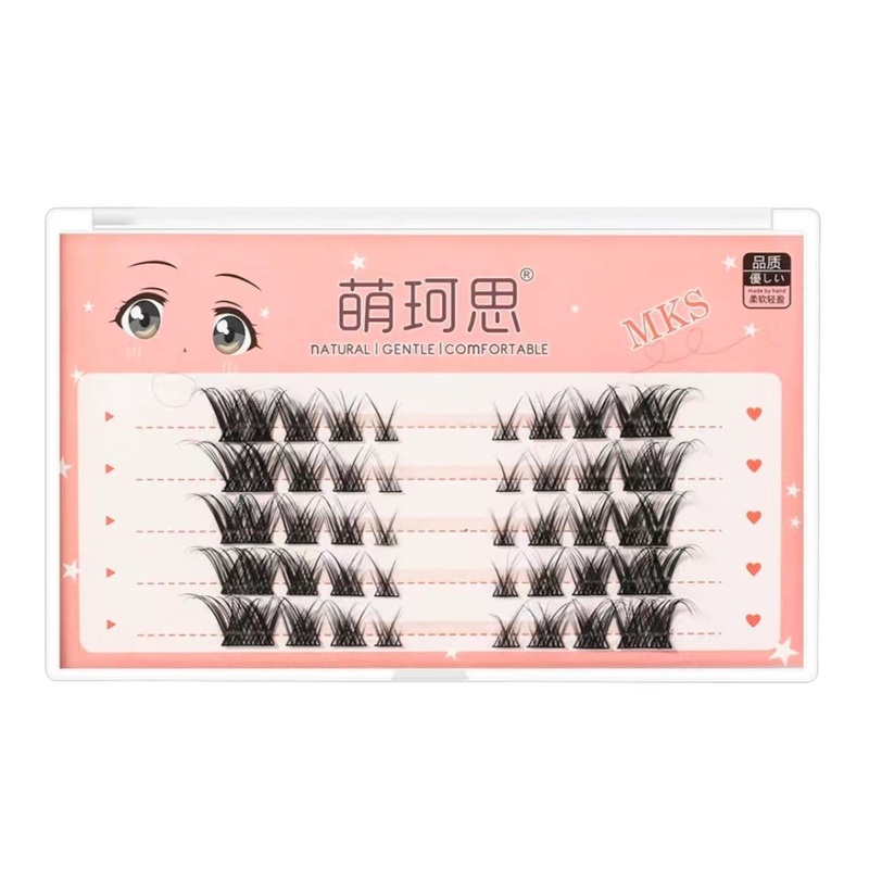 MKS Fox Tie Slant Flying False Eyelashes Curly and Thick   1box