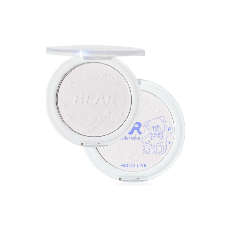 HOLD LIVE Little Bear Embossed Pattern Soft & Matte Finishing Pressed Powder Holdlive 10g #301 Light skin tone