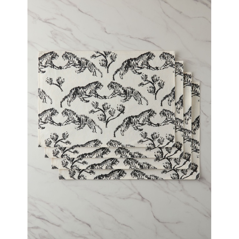 Tiger Linen Placemats (Set of 4) by Sarah Sherman Samuel Ivory