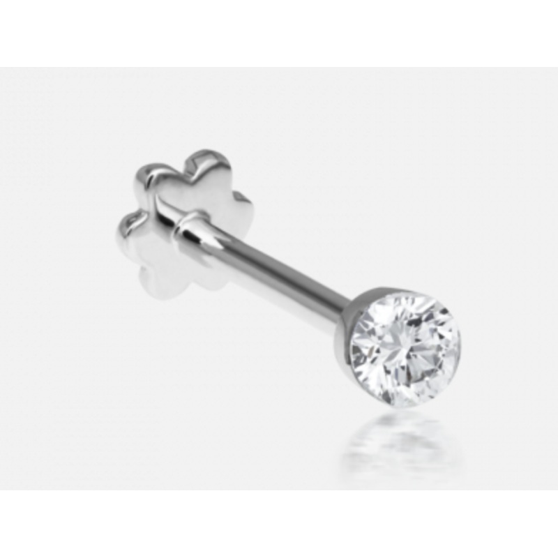 2.5mm Invisible Set Diamond Threaded Stud White Gold 5mm