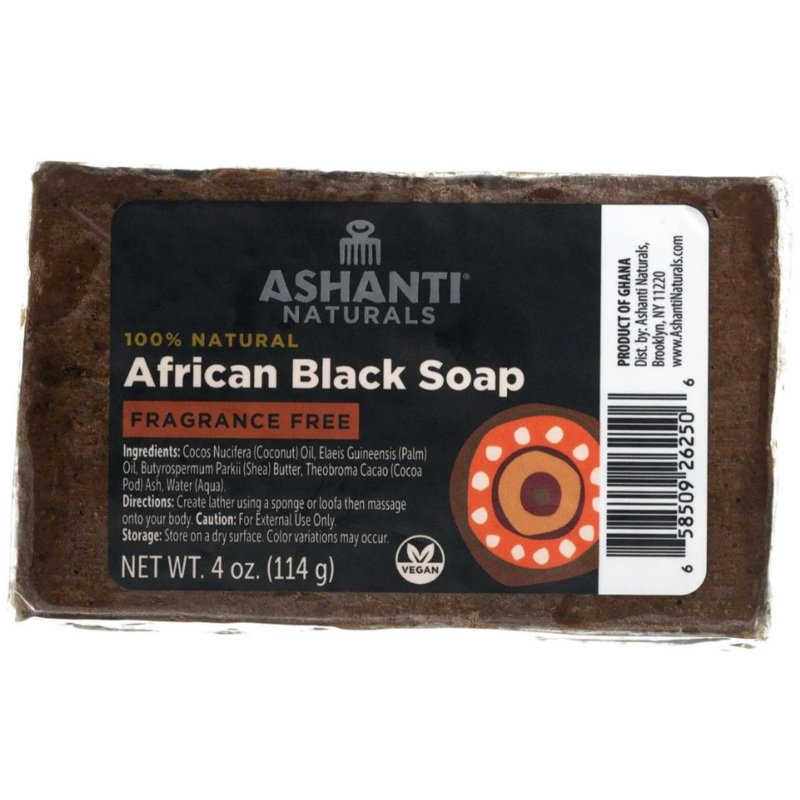 Ashanti Naturals African Black Soap Bar Fragrance Free 4 oz