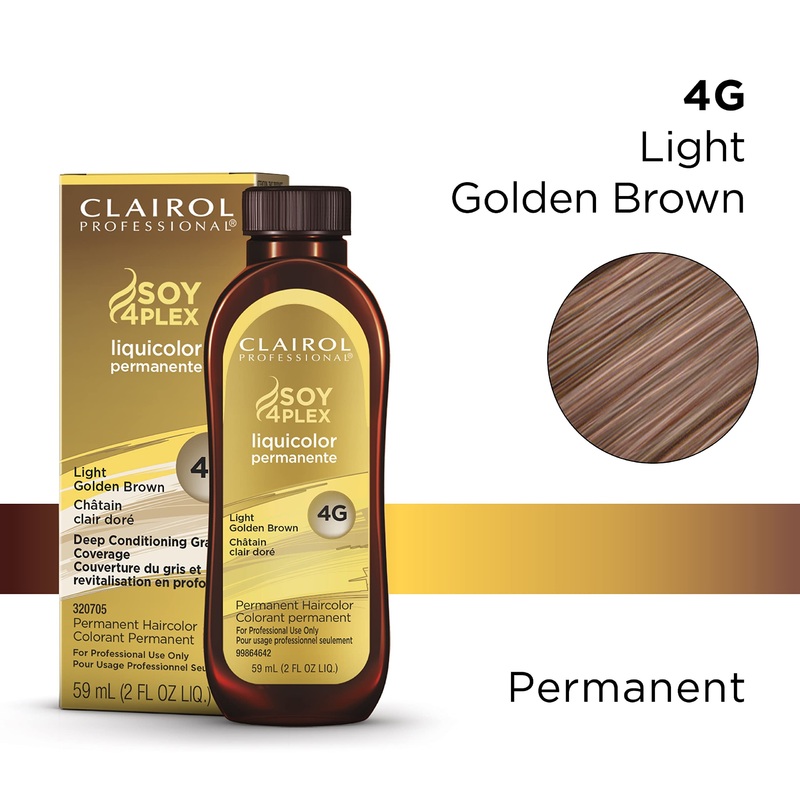 Clairol Professional Soy4Plex LiquiColor Permanent Hair Color – 4G (Light Golden Brown)