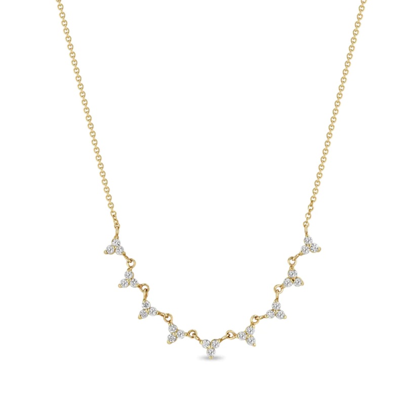 14K 9 LINKED DIAMOND TRIO NECKLACE