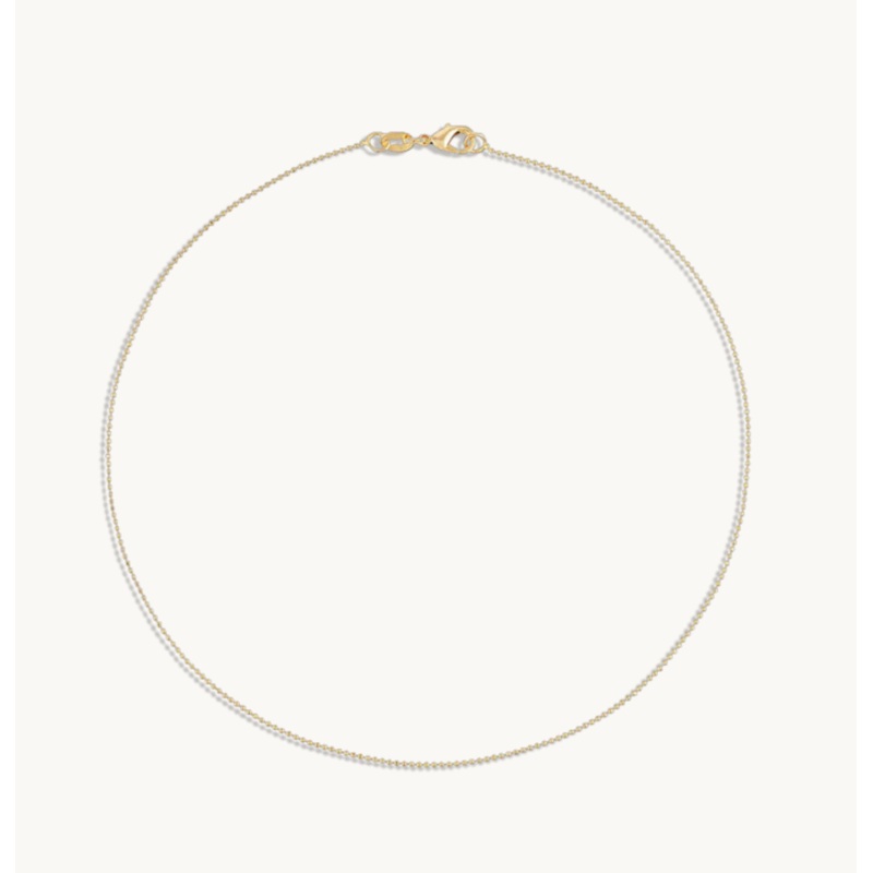 1MM DIAMOND CUT GOLD BALL CHAIN NECKLACE 14″