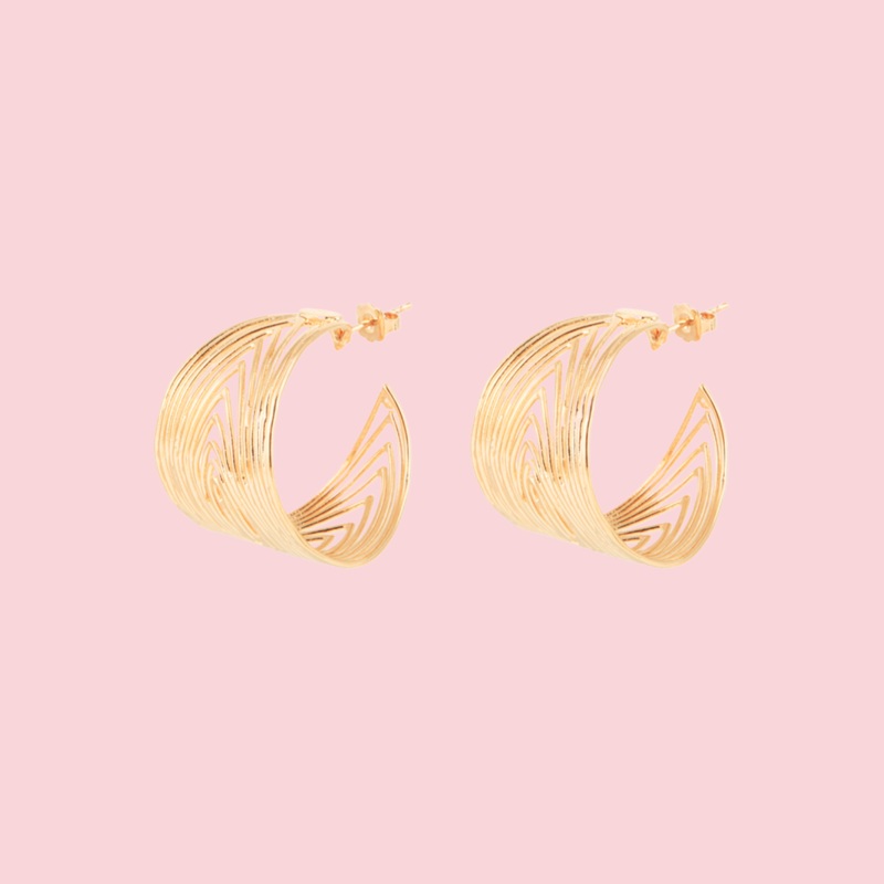 Wave hoop earrings gold