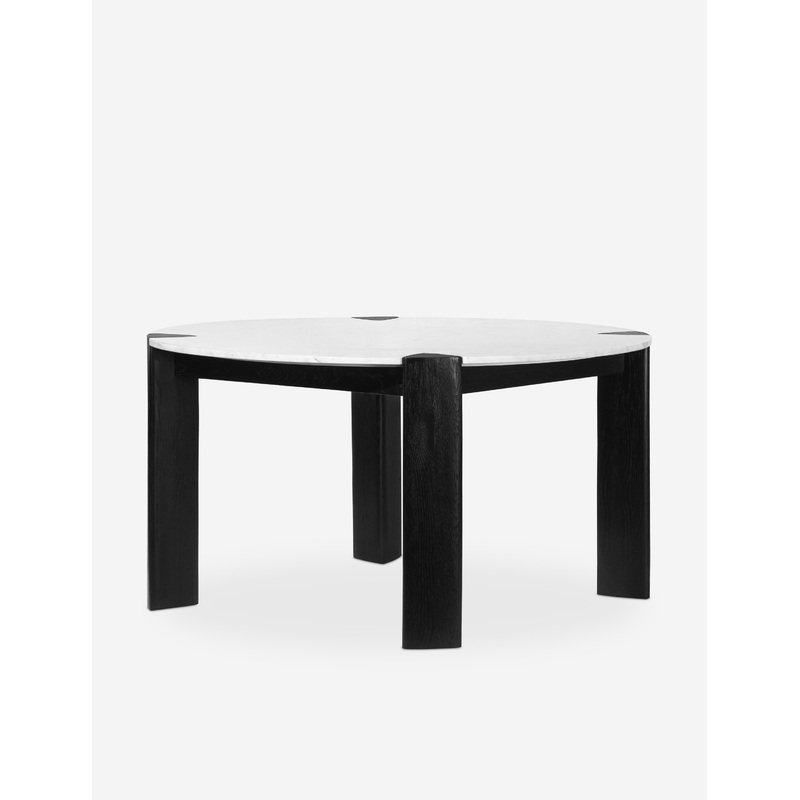 Bayer Round Dining Table Natural and White Marble