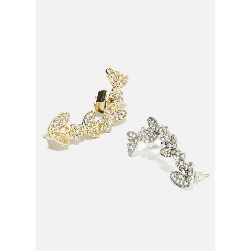 Rhinestone Leaf Earcuff Gold