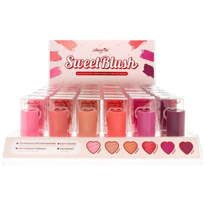 Amor Us Sweet Blush Heart Blush Stick – Wholesale Display 36 Units (CO-HBLD)