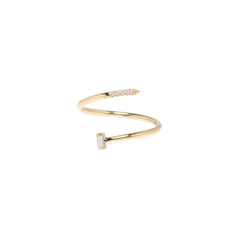 14k Baguette & Pav Diamond Bypass Ring