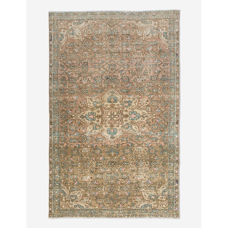 Vintage Turkish Hand-Knotted Wool Rug No. 445, 3’8″ x 6’4″