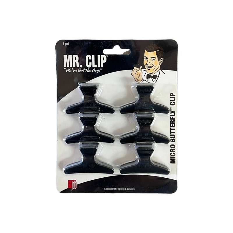 J&D Mr. Clip Micro Butterfly Black | 6 Pack