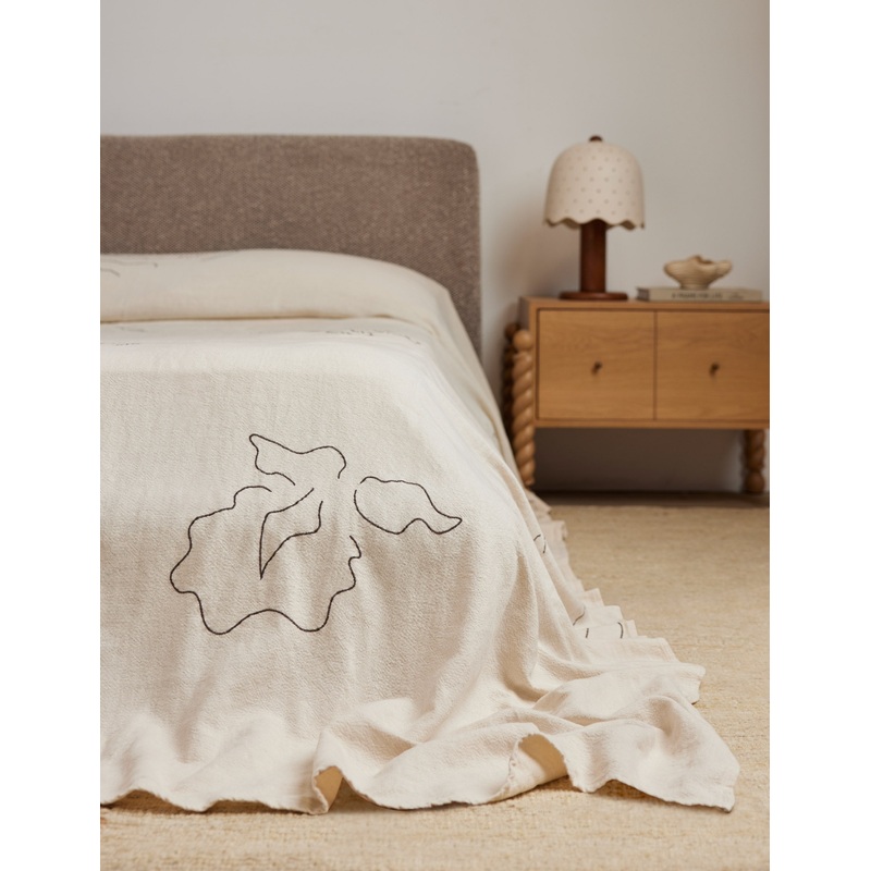Narsi Linen Cotton Bedspread by Sarah Sherman Samuel Ivory Queen