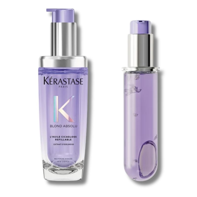 Krastase Blond Absolu LHuile Cicagloss Refillable Hair Oil 75ml and Refill Capsule Duo for Blonde or Lightened Hair