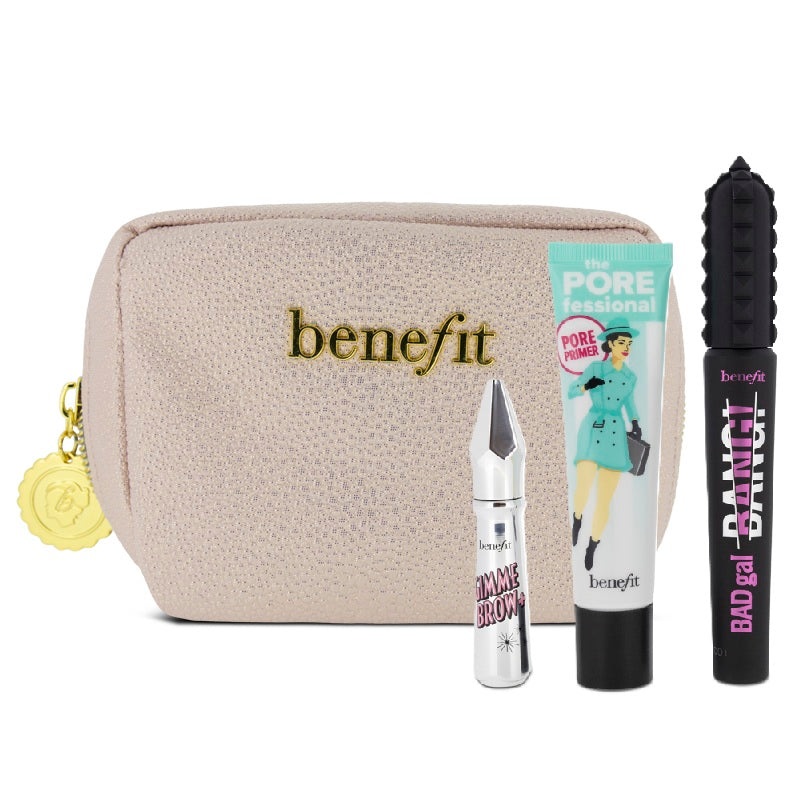 Benefit Top Trip Makeup Set with Primer, Mascara & Brow Gel (Blemished Box)