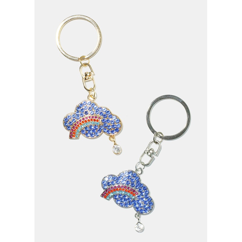 Cloud & Rainbow Keychain Gold