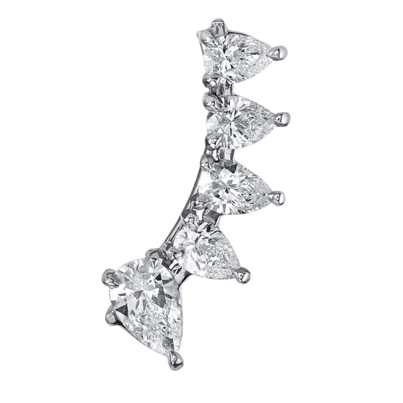 PEAR DIAMOND FLOATING EARRING white left