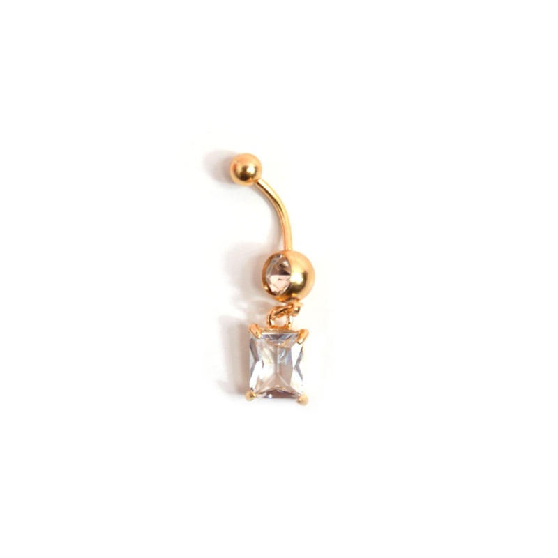 Square Belly Ring Gold