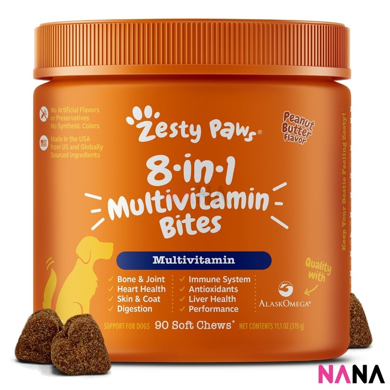 Zesty Paws 8-in-1 Multivitamin Bites – Peanut Butter Flavor 90 Soft Chews