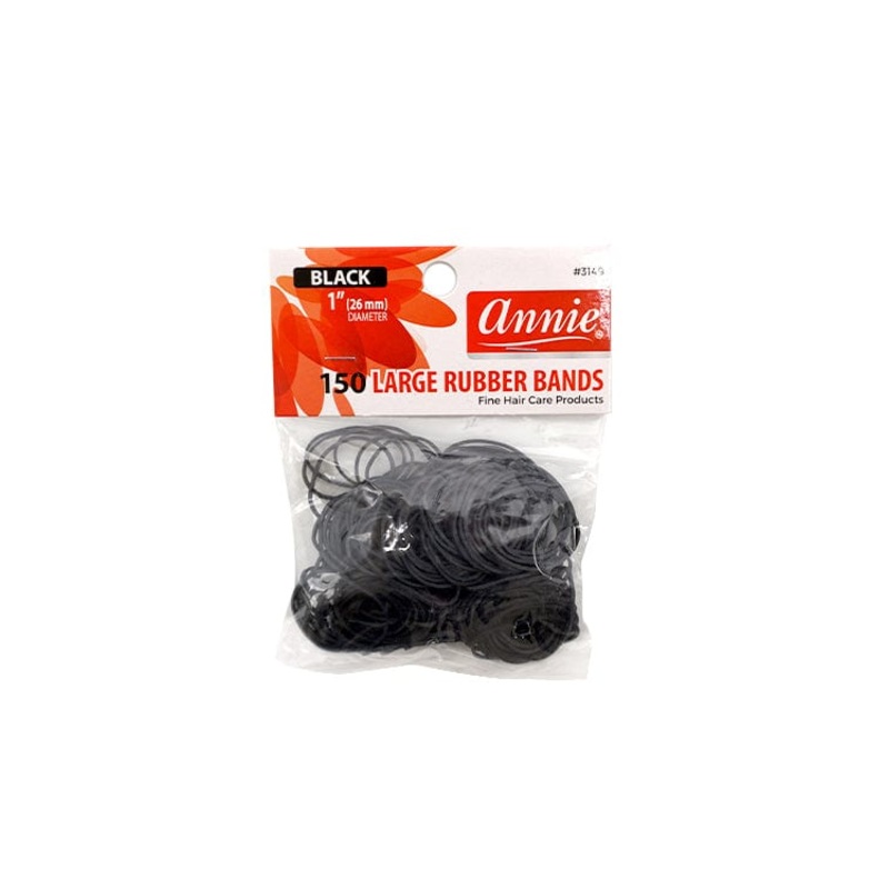 Annie #3149 Large Rubber Bands Black 1″ 150 ct