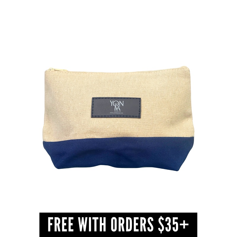[FREE GIFT] Yon-Ka Cosmetic Bag – Beige / Blue (9″ x 6″ x 4″)