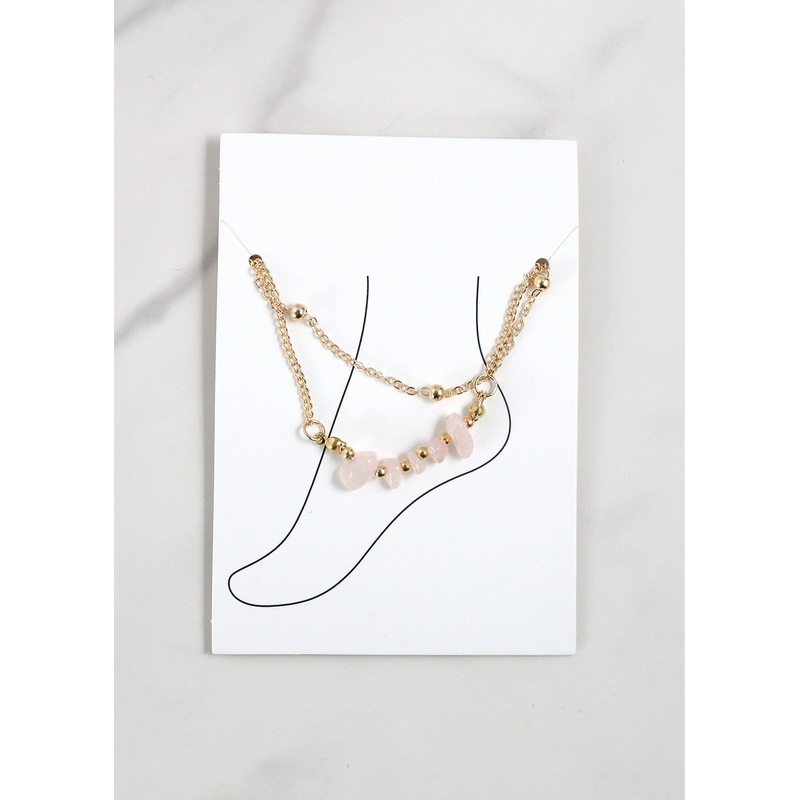 Gemstone Layered Anklet Purple