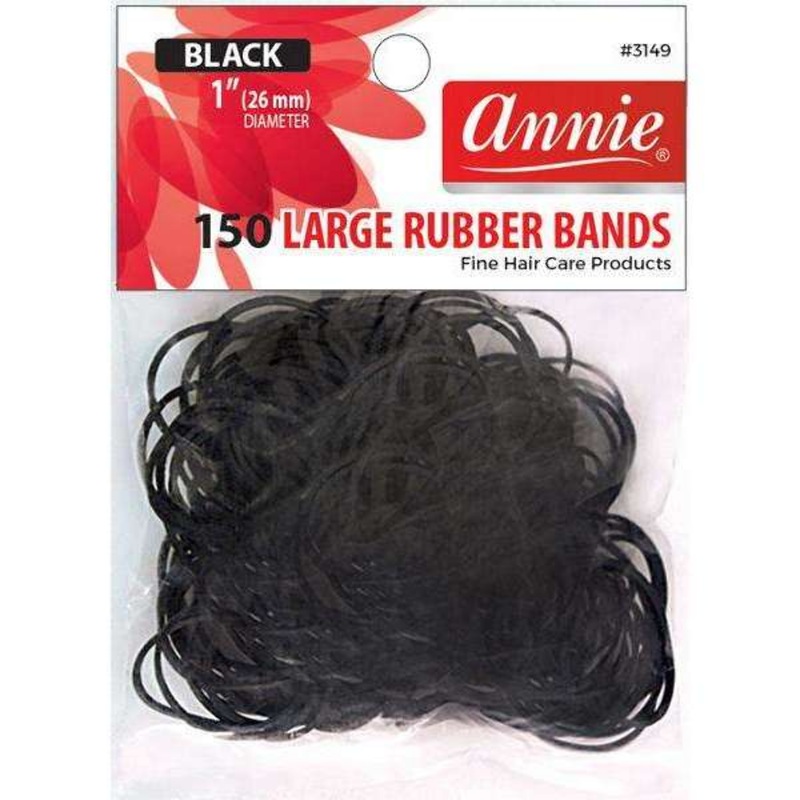 Annie Rubber Bands L 150Ct Black (12 PCS)