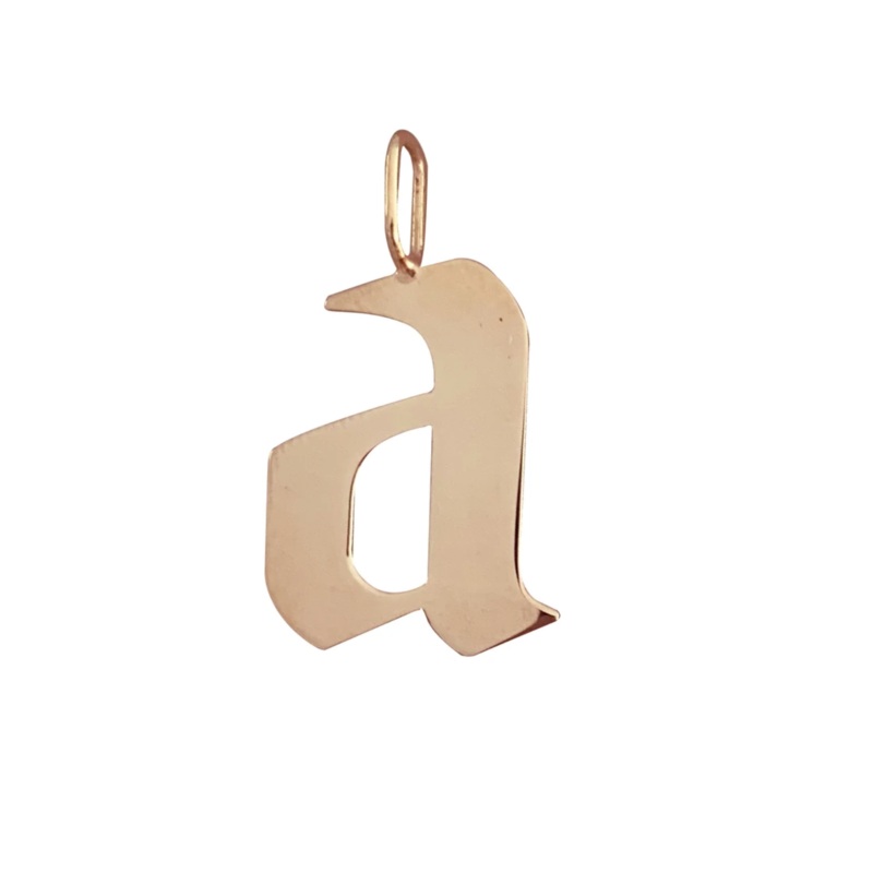 Large Gold Gothic Initial Charm Yellow Gold A