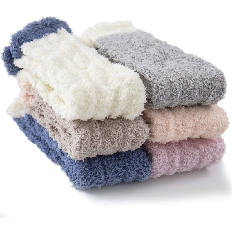Hikaree Fluffy Fuzzy Warm Slipper Socks (6 Pack)