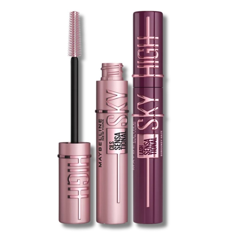 Maybelline Lash Sensational Sky High Mascara Bundle – Black and Burgundy Haze