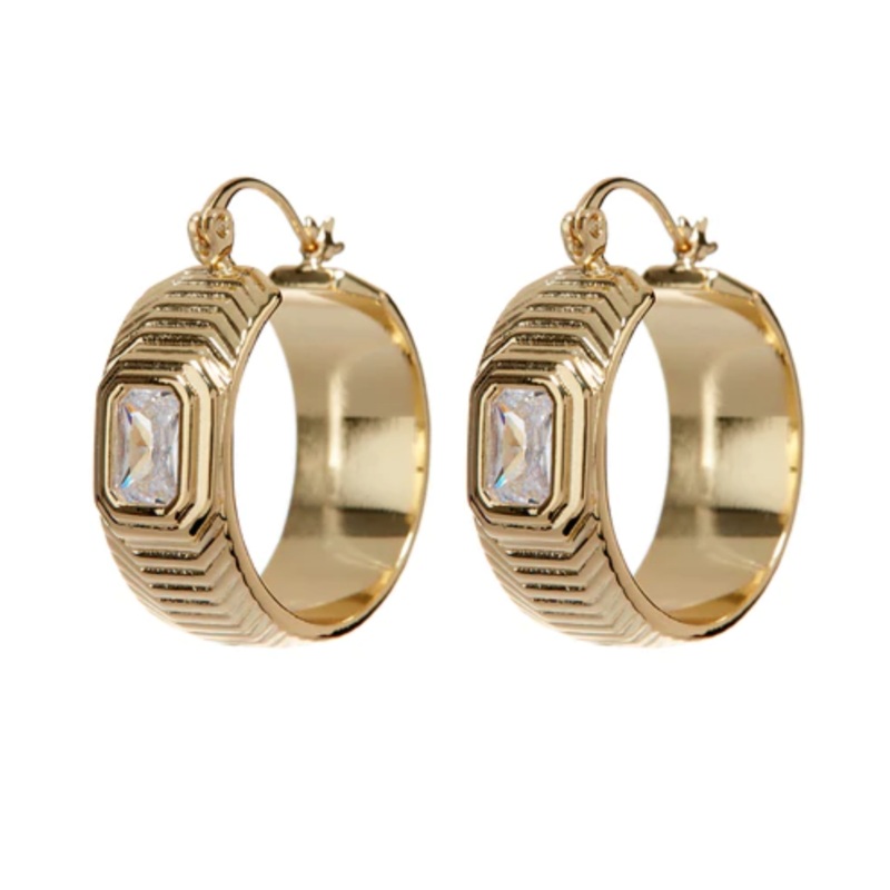 Ridged Pyramid Hoops gold