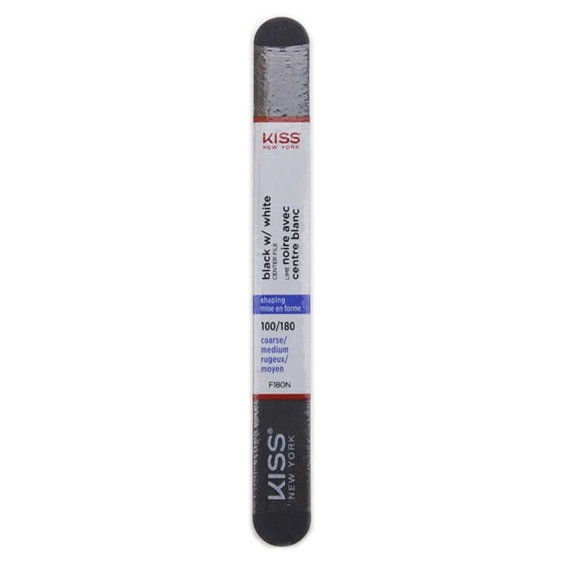 Kiss New York 100/180 Coarse/Medium Black w/ White Nail File – F180N101