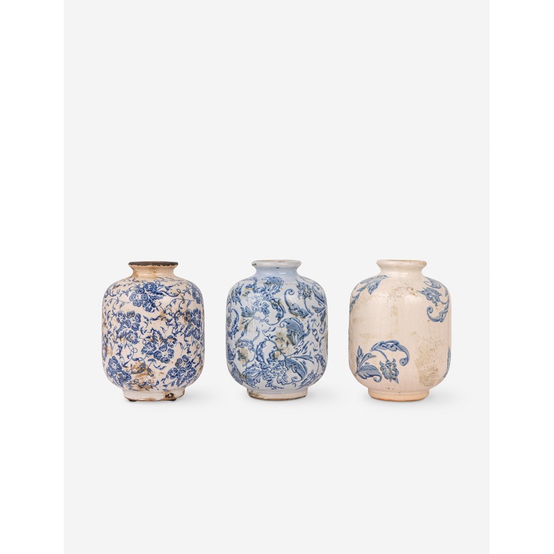 Stratham Decorative Vases (Set of 3) Blue + White