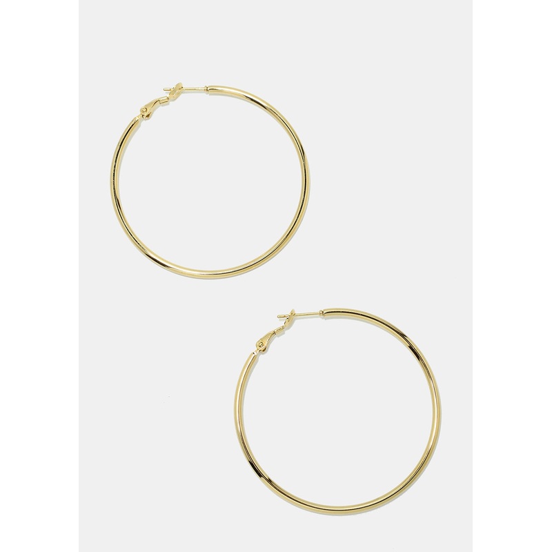 50-MM Metal Hoop Earrings Gold