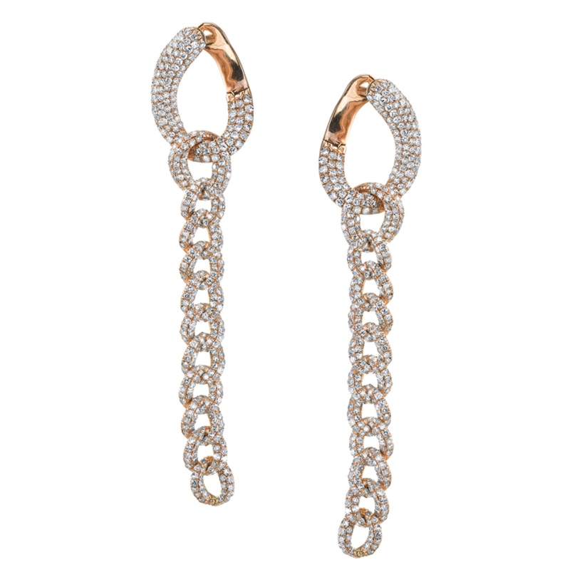 DIAMOND PAVE DROP LINK EARRINGS Rose