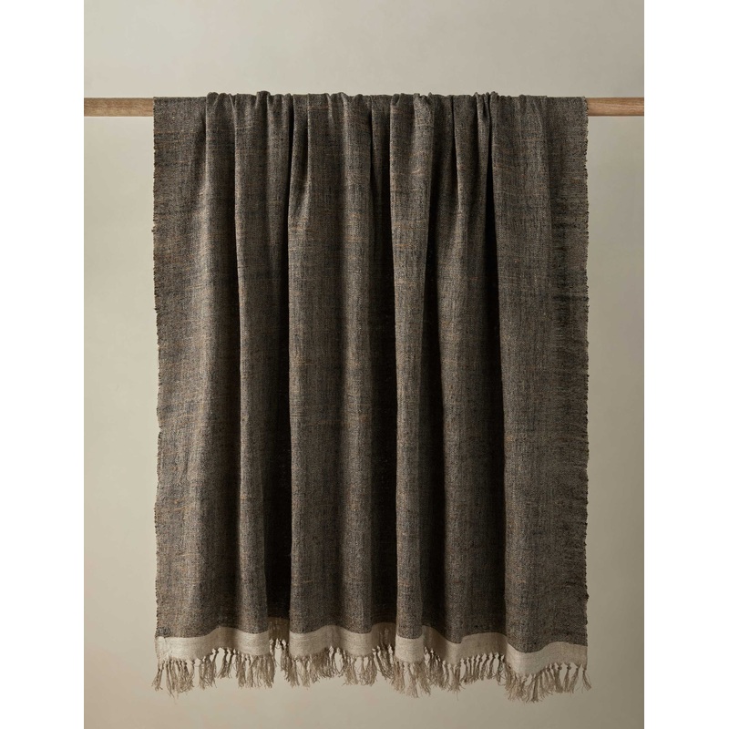 Laba Linen Silk Throw by DISC Interiors Black