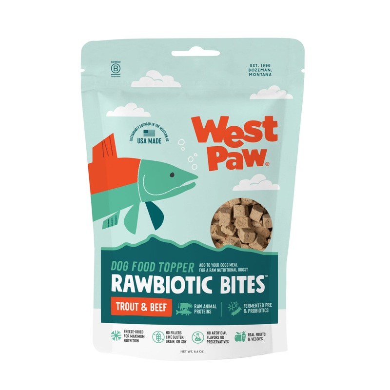 Trout & Beef Rawbiotic Bites Dog Food Topper 6.4 oz