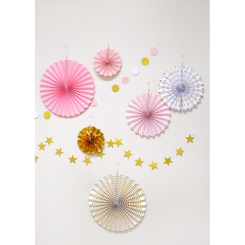Official Key Items- Metallic Paper Fan Decor Small/Medium Set