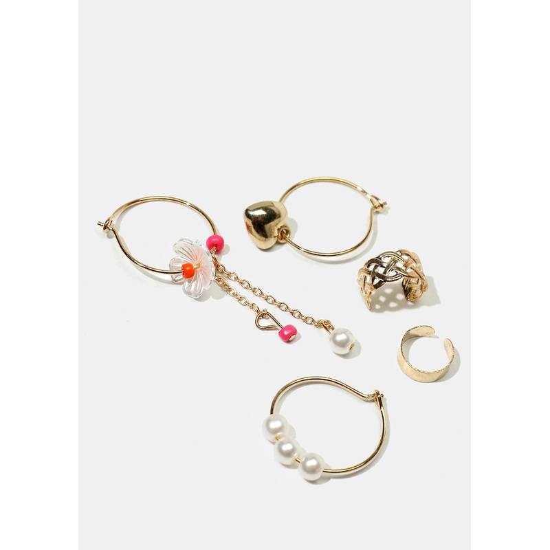5-Piece Cuff & Hoop Earrings