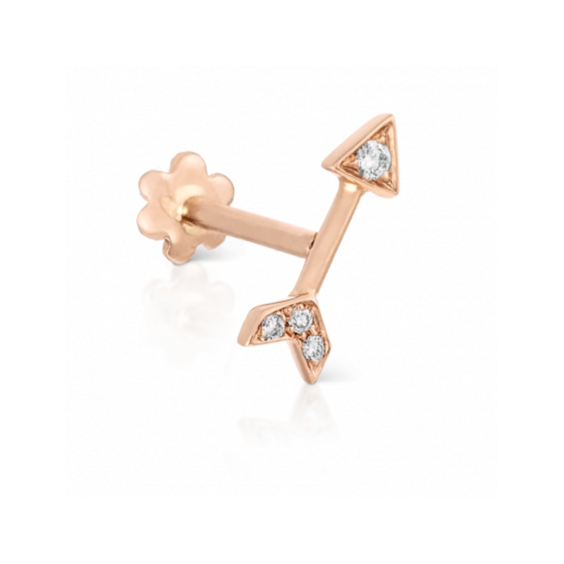7.5mm Diamond Arrow Threaded Stud Rose Gold
