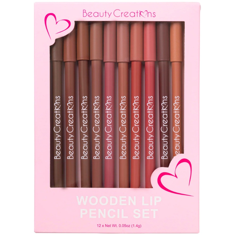 Beauty Creations Wooden Lip Pencil – Wholesale 12 Sets (WLP-SET)