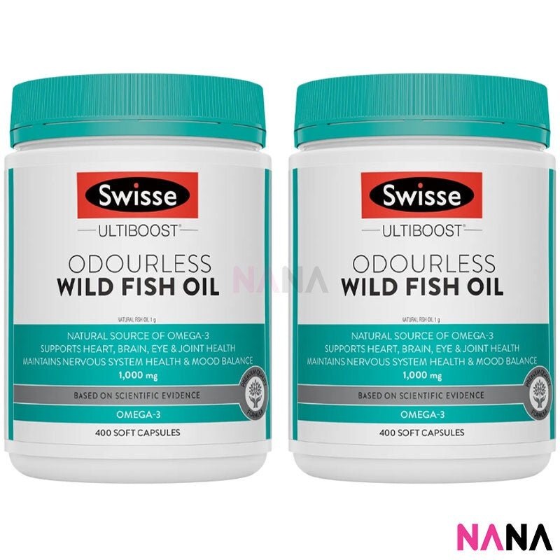 Swisse Ultiboost Odourless Wild Fish Oil 1000mg 400 Capsules x2
