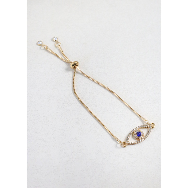 Elegant Gold Evil Eye Bracelet Blue