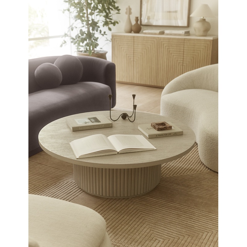 Rutherford Round Coffee Table White Wash
