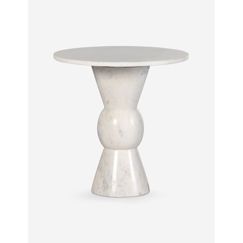 Rupa Round Side Table White Marble