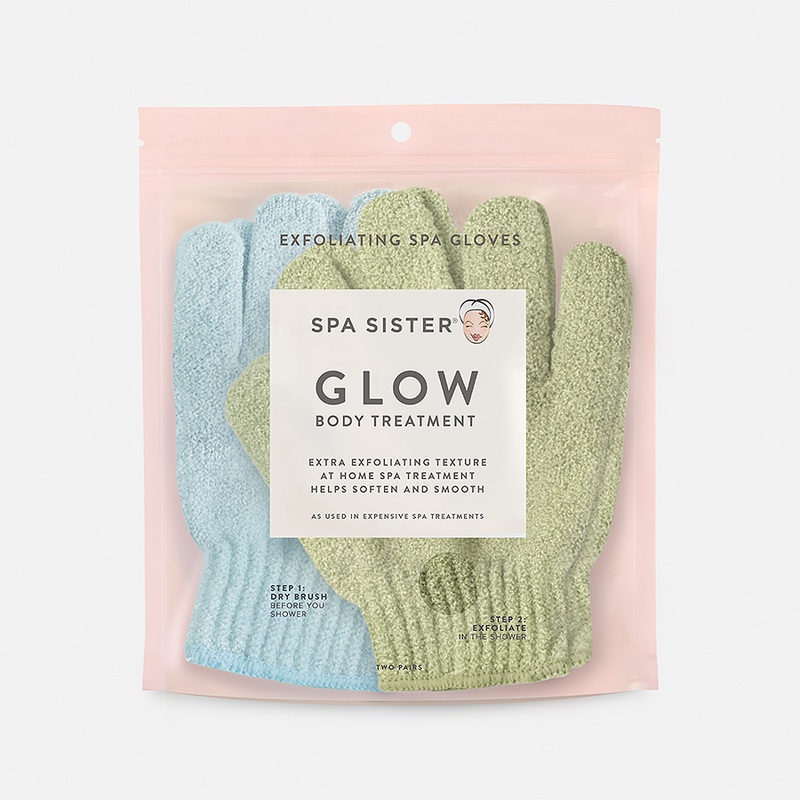Spa Sister Twin Exfoliating Gloves Sage Marine