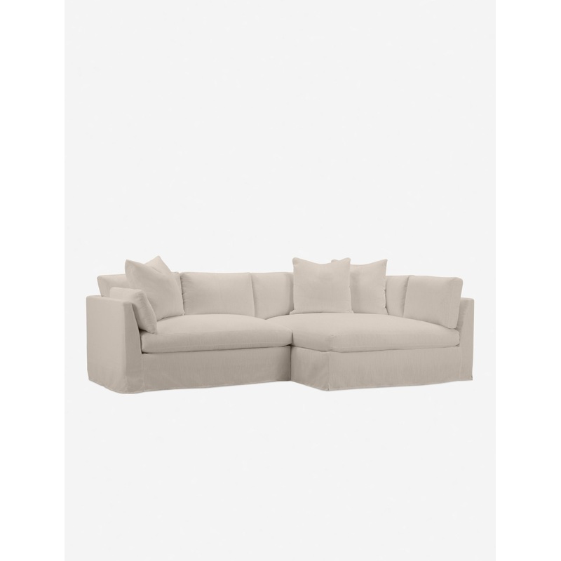 Coen Slipcover Sectional Sofa White Left-Facing