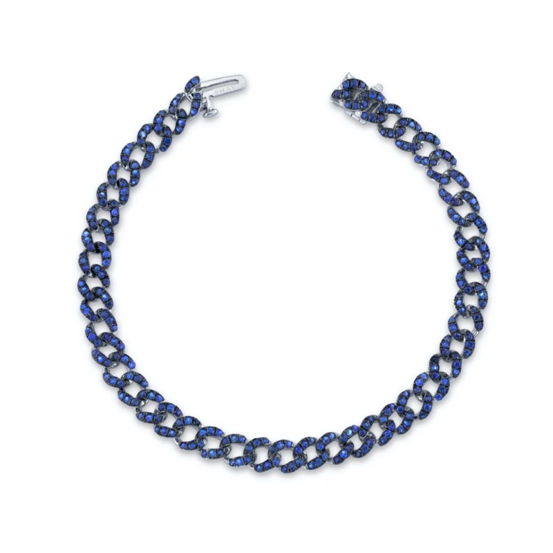 BLUE SAPPHIRE PAVE MINI LINK BRACELET