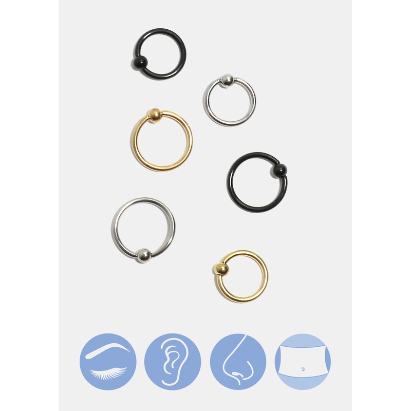 Miss A Body Jewelry – Captive Bead Ring Gold (1.2 mm * 8 mm + 3 mm)