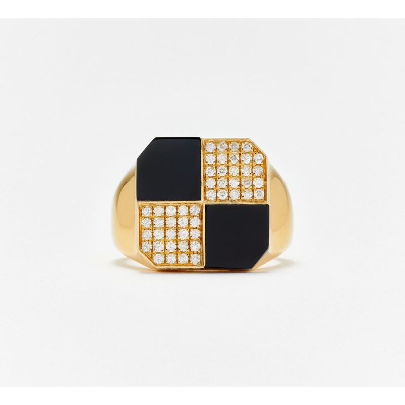 BAGUE PETIT DAMIER ONYX OR JAUNE 6